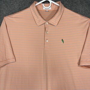 Peter Millar Summer Comfort Polo Shirt Mens 2XL Peach Stiped The Abaco Club Golf